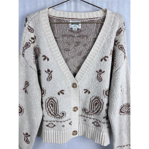 American Eagle Sweater Cropped Bandana Print Cardigan Autumn Oversized Slouchy - Picture 4 of 8